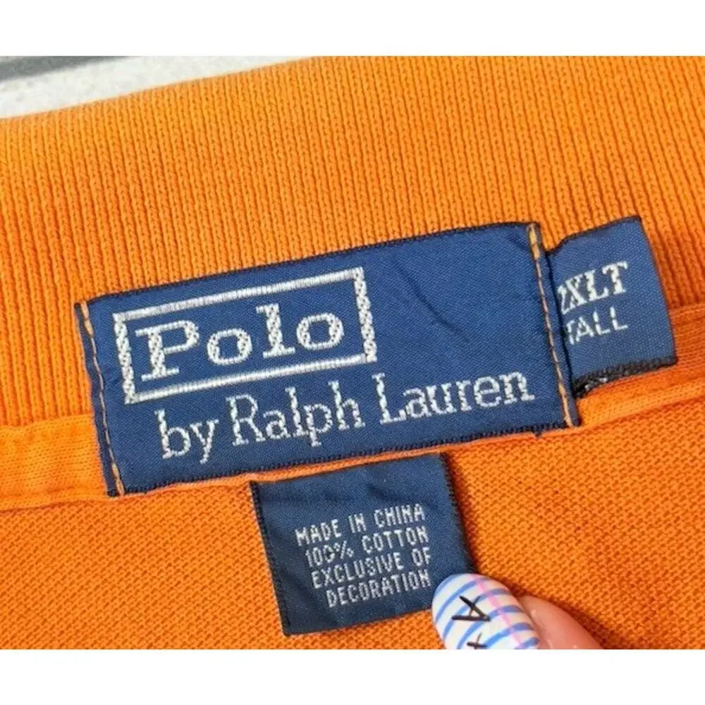 Polo By Ralph Lauren Vintage Rugby Shirt Big Pony Logo Orange Size 2XLT